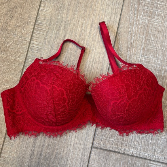 PINK Victoria Secret Red Lace Bra - Picture 1 of 7